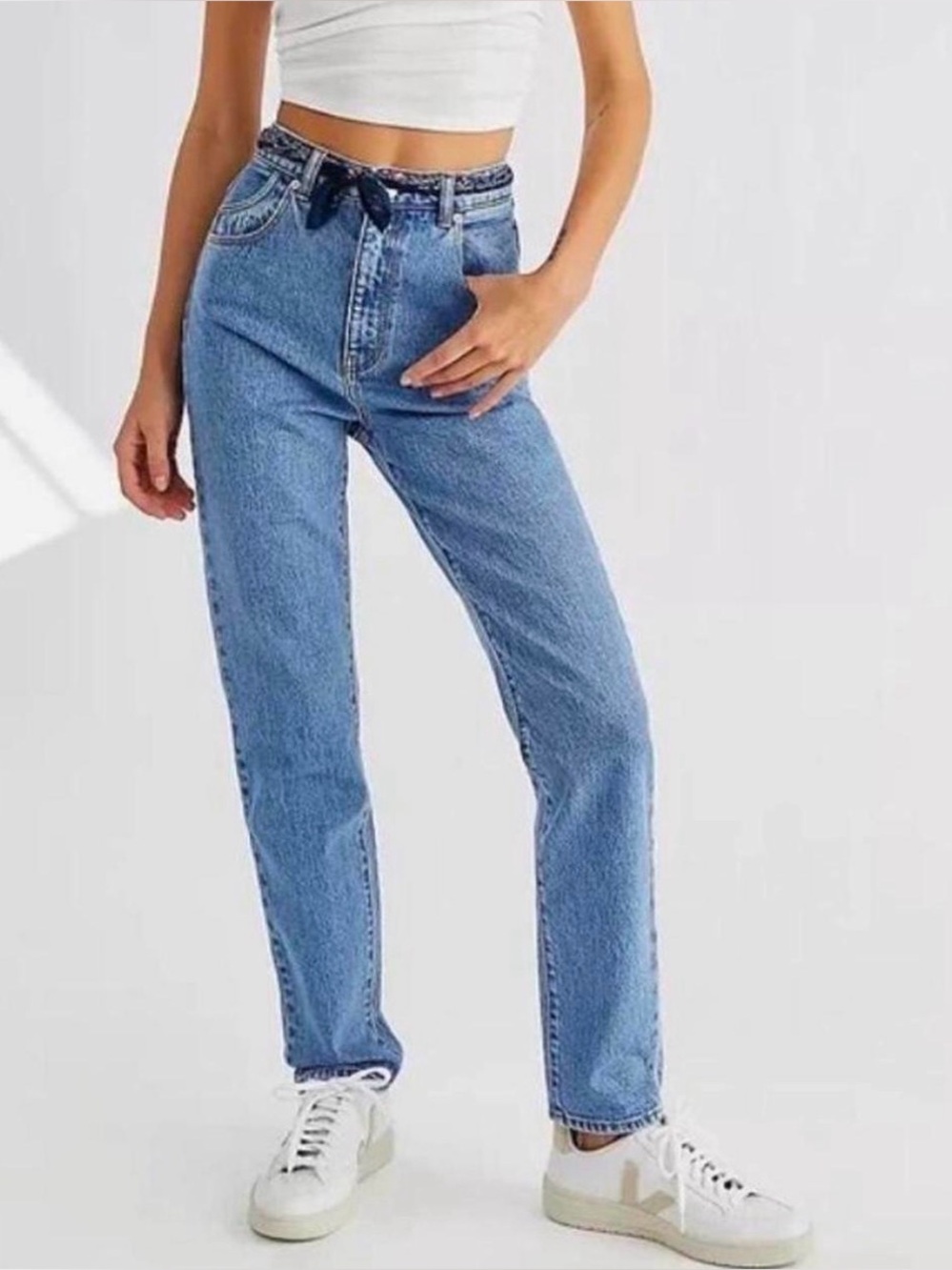 ROLLA'S High-Rise Straight Leg Jeans in Light Blue